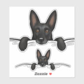 Zwarte Duitse Herder Hond Peking Sticker (Vel)