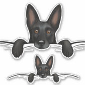 Zwarte Duitse Herder Hond Peking Sticker (Voorkant)