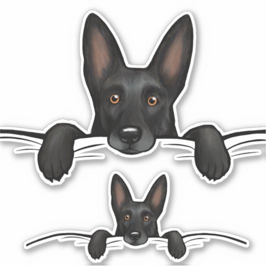 Zwarte Duitse Herder Hond Peking Sticker (Voorkant)