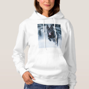 Zwarte Duitse herder in sneeuw Dekbedhoes Hoodie