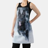 Zwarte Duitse herder in sneeuw Dekbedhoes Schort (Insitu)