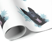 Zwarte Duitse herder in Snowflakes Cadeaupapier (Rol Hoek)