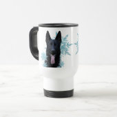 Zwarte Duitse herder in Snowflakes Reisbeker (Voorkant links)