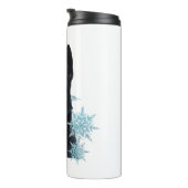 Zwarte Duitse herder in Snowflakes Thermosbeker (Geroteerd rechts)