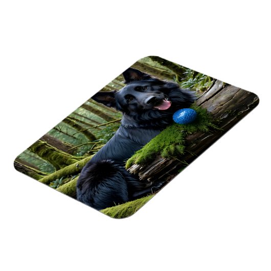 Zwarte Duitse herder met bal Magneet (Linkerzijde)