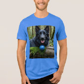 Zwarte Duitse herder met bal Tri-Blend Shirt (Voorkant)