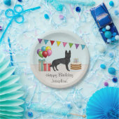 Zwarte Duitse herder met taart kleurrijke verjaard Papieren Bordje (Feest)