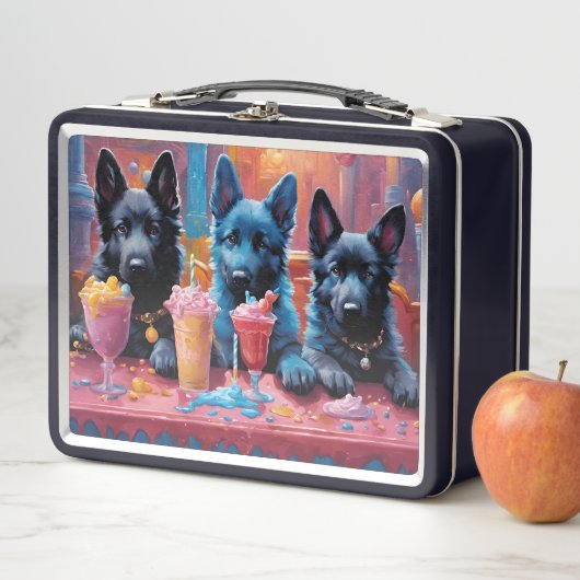 Zwarte Duitse herder puppies, ijs (In situ)