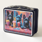 Zwarte Duitse herder puppies, ijs (Voorkant)