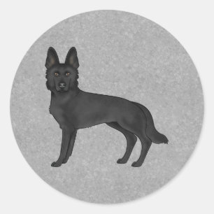 Zwarte Duitse Herder Schattige Cartoon Hond Die Re Ronde Sticker