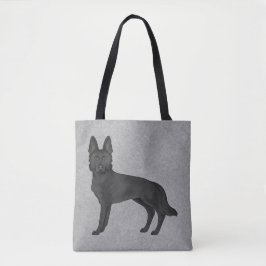 Zwarte Duitse Herder Schattige Cartoon Hond Grijs Tote Bag