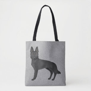 Zwarte Duitse Herder Schattige Cartoon Hond Grijs Tote Bag