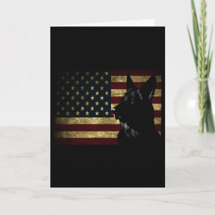 Zwarte Duitse Herder T-shirt Amerikaanse Vlag 4 ju Kaart