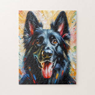 Zwarte Duitse Herdershond Acrylprint Hondenliefheb Legpuzzel