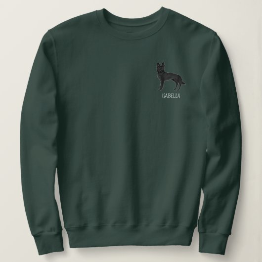 Zwarte Duitse Herdershond Cartoonhond met aangepas Trui (Design voorkant)