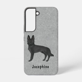 Zwarte Duitse Herdershond Cartoonhond op grijs en  Samsung Galaxy Hoesje