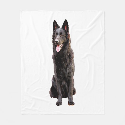 Zwarte Duitse Herdershond Fleece Deken (Voorkant)