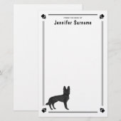 Zwarte Duitse Herdershond GSD-hond met aangepaste Briefpapier (Voorkant / Achterkant)