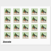 Zwarte Duitse Herdershond Kerstboom Aangepaste Tek Vierkante Sticker (Vel)