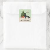 Zwarte Duitse Herdershond Kerstboom Aangepaste Tek Vierkante Sticker (Tas)