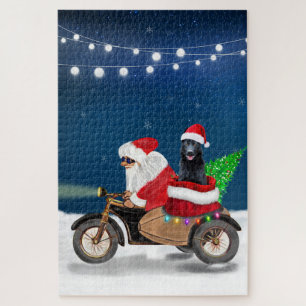 Zwarte Duitse Herdershond Kerstman Santa Claus Legpuzzel