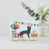 Zwarte Duitse Herdershond Kleurrijke Gelukkige Ver Briefkaart (Staand voorkant)