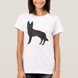Zwarte Duitse Herdershond Mooie Cartoon Hond Teken T-shirt
