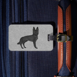 Zwarte Duitse Herdershond Mooie GSD Hond En Aangep Bagagelabel