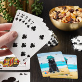 Zwarte Duitse Herdershond op Strand Pokerkaarten (Insitu)