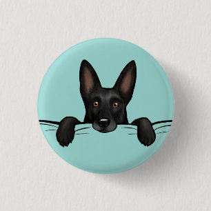 Zwarte Duitse Herdershond Schattig Ronde Button 3,2 Cm