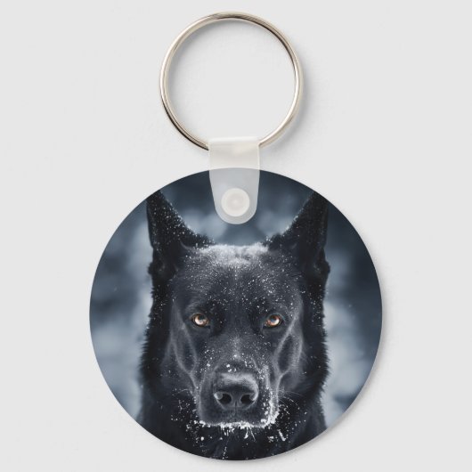Zwarte Duitse Herdershond Sleutelhanger (Voorkant)