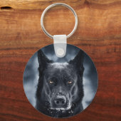 Zwarte Duitse Herdershond Sleutelhanger (Voorkant)