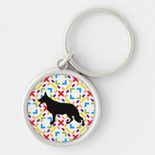 Zwarte Duitse Herdershond Sleutelhanger (Voorkant)