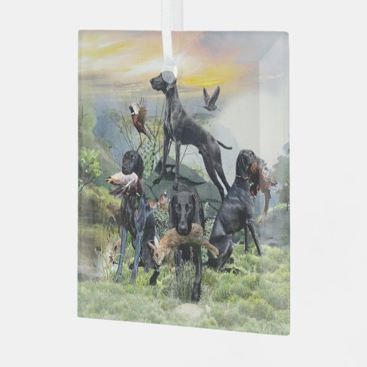 Zwarte Duitse kortharige pointers Glas Ornament (Voorkant links)