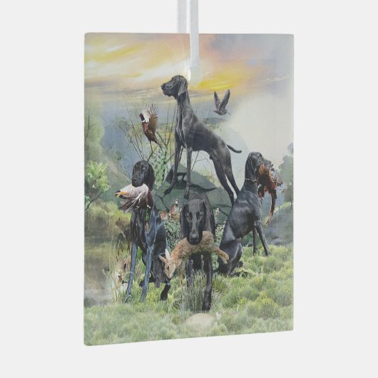 Zwarte Duitse kortharige pointers Glas Ornament (Voorkant Rechts)