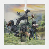 Zwarte Duitse Staande Hond    Glas Ornament (Achterkant)