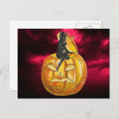 zwarte duivel op Jack o' Lantern Briefkaart (Voorkant / Achterkant)