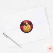  zwarte duivel op Jack o' Lantern Ronde Sticker (Envelop)