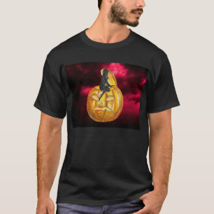 zwarte duivel op Jack o' Lantern T-shirt