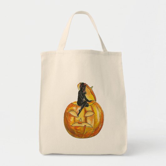 zwarte duivel op Jack o' Lantern Tote Bag (Voorkant)