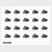 Zwarte Dump Truck 10w Cartoon Ronde Sticker (Vel)