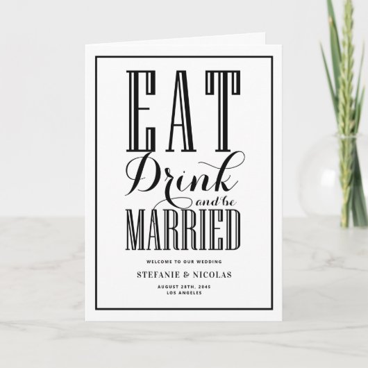 Zwarte Eat, Drink and Be Married Huwelijk Programma (Voorkant)