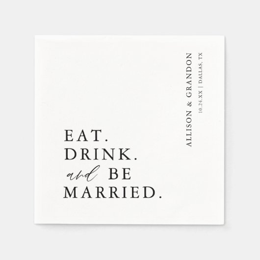 Zwarte Eat Drink en gehuwd repetitief diner Servet (Voorkant)