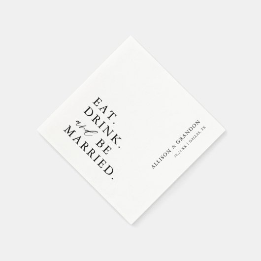 Zwarte Eat Drink en gehuwd repetitief diner Servet (Hoek)