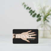 Zwarte edelstenen, nagellak, kunstmanicure salon visitekaartje (Staand voorkant)