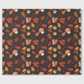 Zwarte eekhoorn en bladeren naadloos inpakpapier (Vlak)