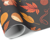 Zwarte eekhoorn en bladeren naadloos inpakpapier (Rol Hoek)