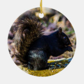 Zwarte eekhoorn keramisch ornament (Achterkant)