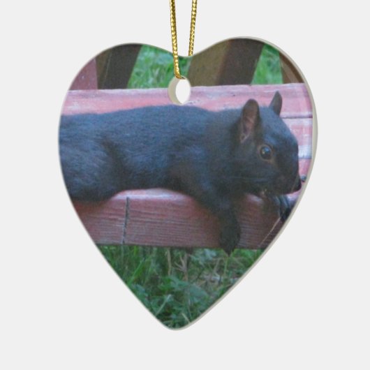 Zwarte eekhoorn keramisch ornament (Links)