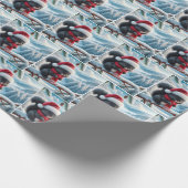 Zwarte eekhoorn met kerstmuts cadeaupapier (Hoek)